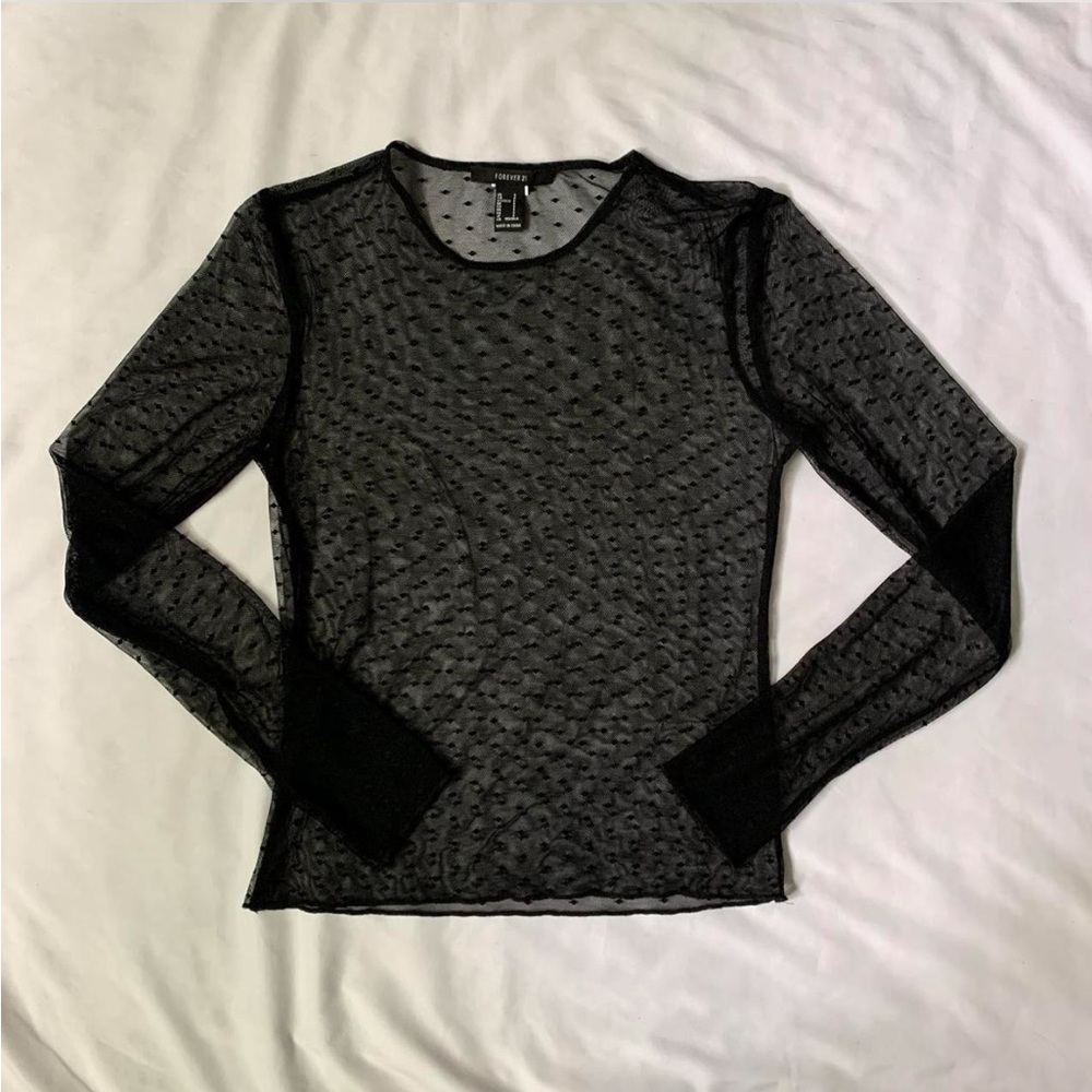 F21 Polka Dot Mesh Longsleeve